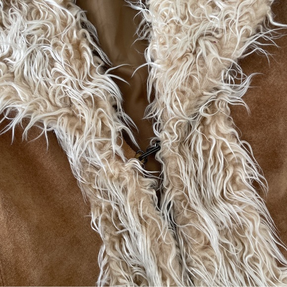 Perfect Vintage 90s/Y2K Penny Lane Style Real Suede Leather/Faux Fur Trim Coat - Picture 6 of 11